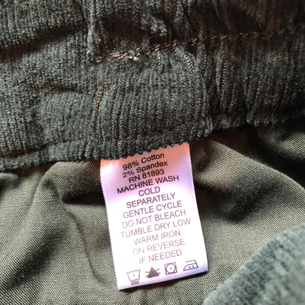 Denim & Co., Dark Green, straight-leg, hi-rise, corduroy pants, Sz Lg - Picture 4 of 9